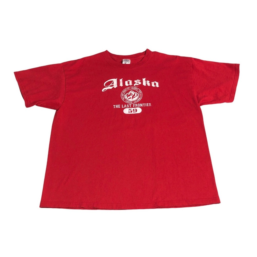Vintage Y2K Alaska The Last Frontier 59 T Shirt Mens XL Red Delta Graphic Tee